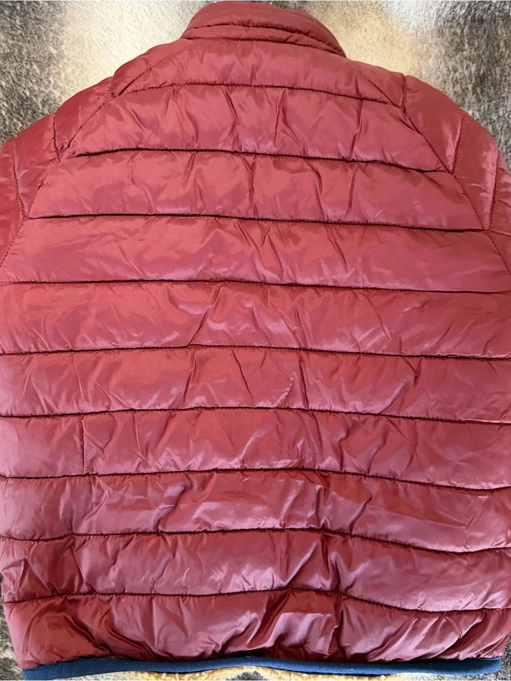 GAP Kids Burgundy Puffer Jacket with Navy Trim